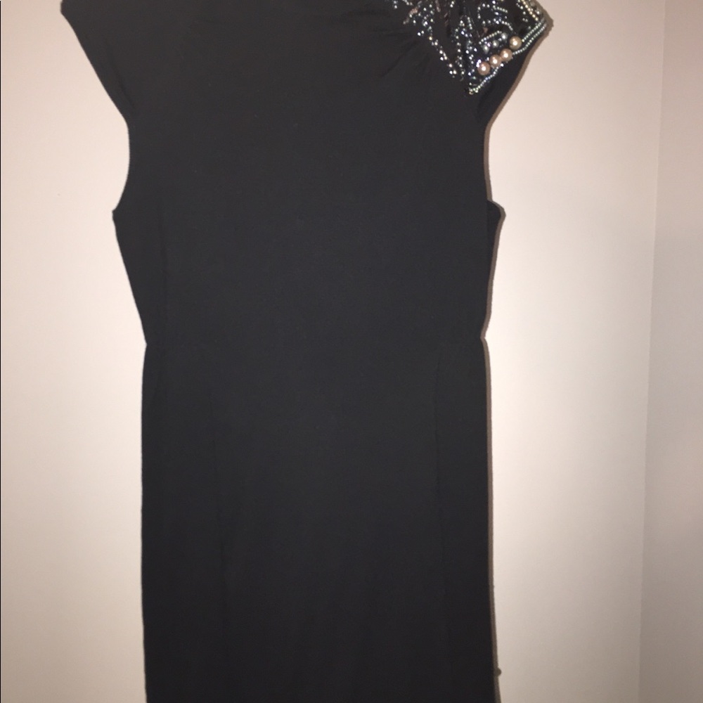 Black sweater pencil dress sequin in shoulder